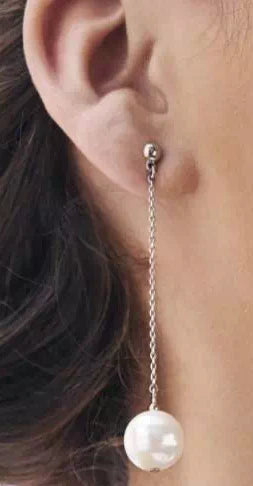 Earrings Vital,Water Pearl,Palladium Precious Metal Plated.
