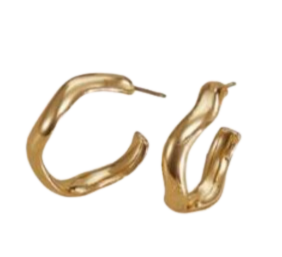 Hoop Earrings ALEGRIA, medium size,24k Gold Plated,Hypoallergenic