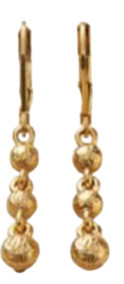 Earrings Unicas,Triad Pendant in 24k Gold Plated with Features in each gold pebble.