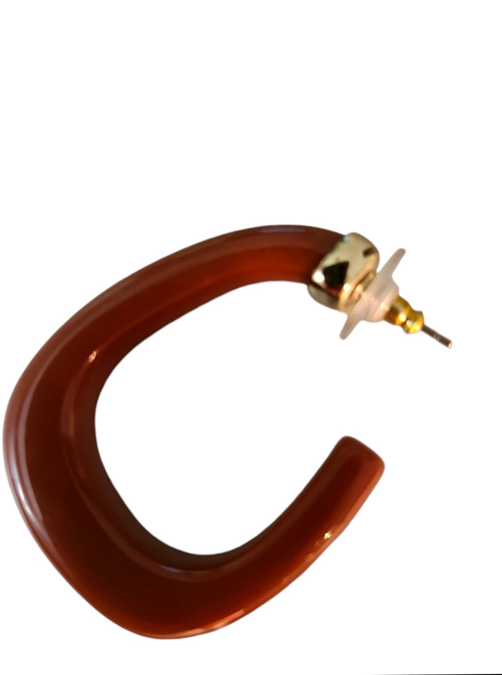 Hoop Earrings Miramar red orange,24k Gold plated with Veined in camelia