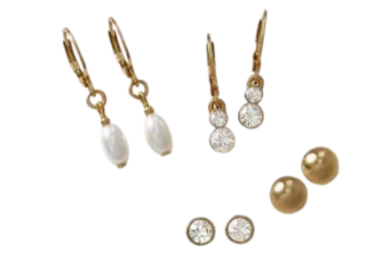 Set Earrings 4 pairs in 24 Gold Plated