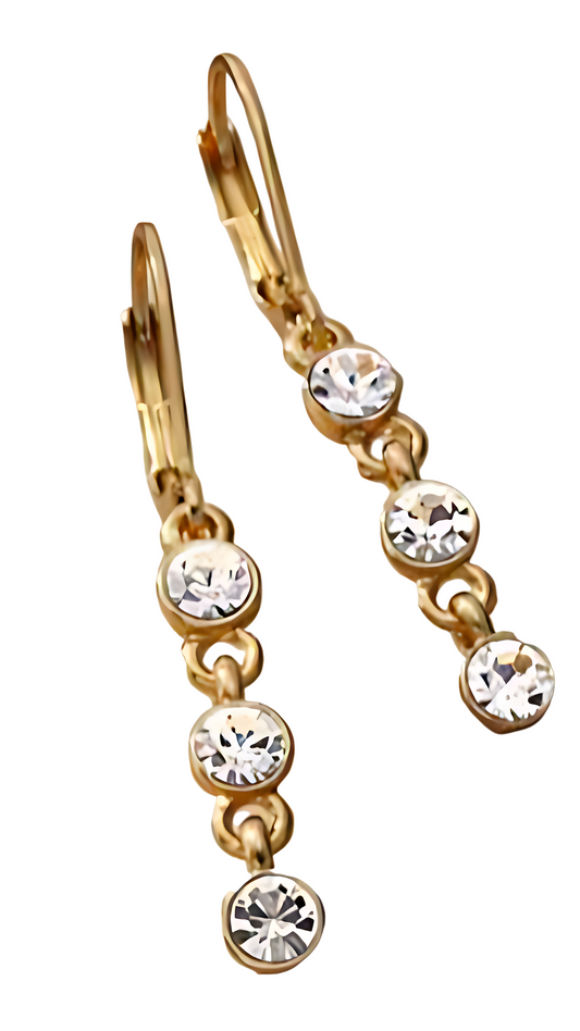 Earrings Triad with  Fine Crytals, Hand Crafted .